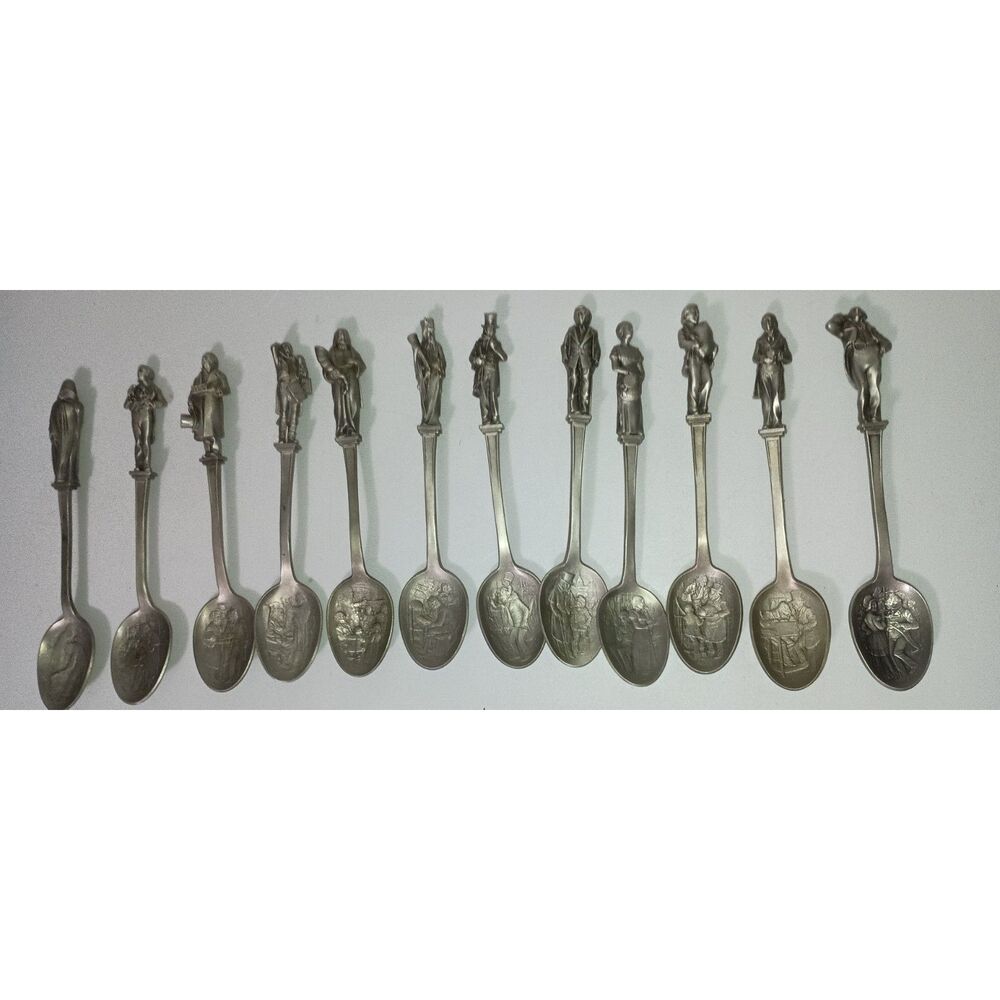 ADOLFIO PROCOPIO: Decorative Pewter Spoon Collection, Set of 12
